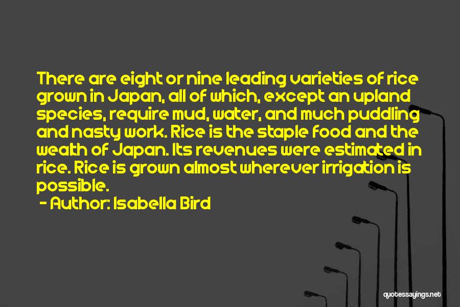 Isabella Bird Quotes: There Are Eight Or Nine Leading Varieties Of Rice Grown In Japan, All Of Which, Except An Upland Species, Require