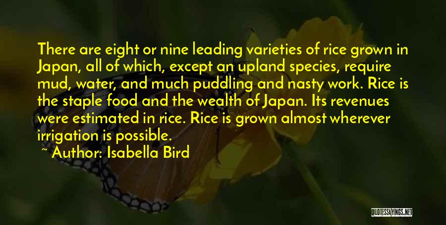 Isabella Bird Quotes: There Are Eight Or Nine Leading Varieties Of Rice Grown In Japan, All Of Which, Except An Upland Species, Require