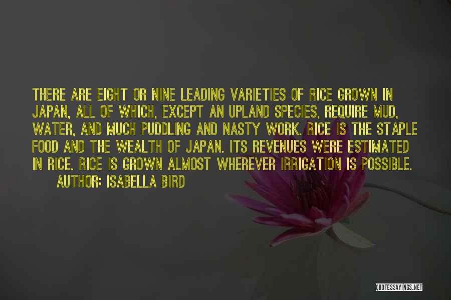 Isabella Bird Quotes: There Are Eight Or Nine Leading Varieties Of Rice Grown In Japan, All Of Which, Except An Upland Species, Require