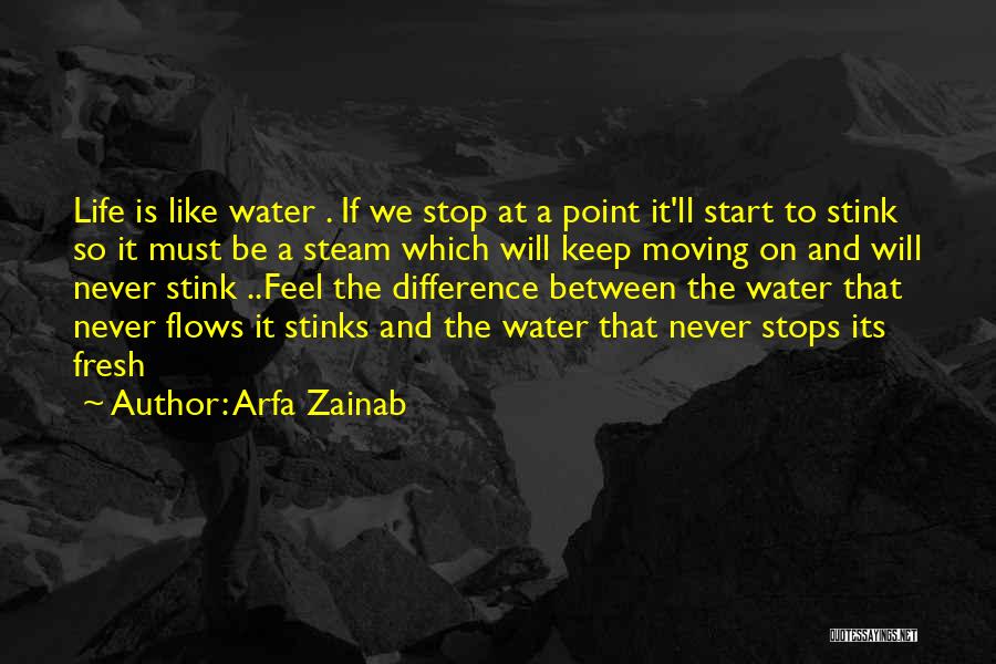 Arfa Zainab Quotes: Life Is Like Water . If We Stop At A Point It'll Start To Stink So It Must Be A