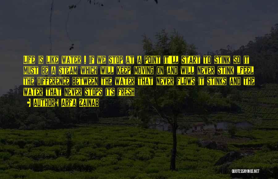 Arfa Zainab Quotes: Life Is Like Water . If We Stop At A Point It'll Start To Stink So It Must Be A