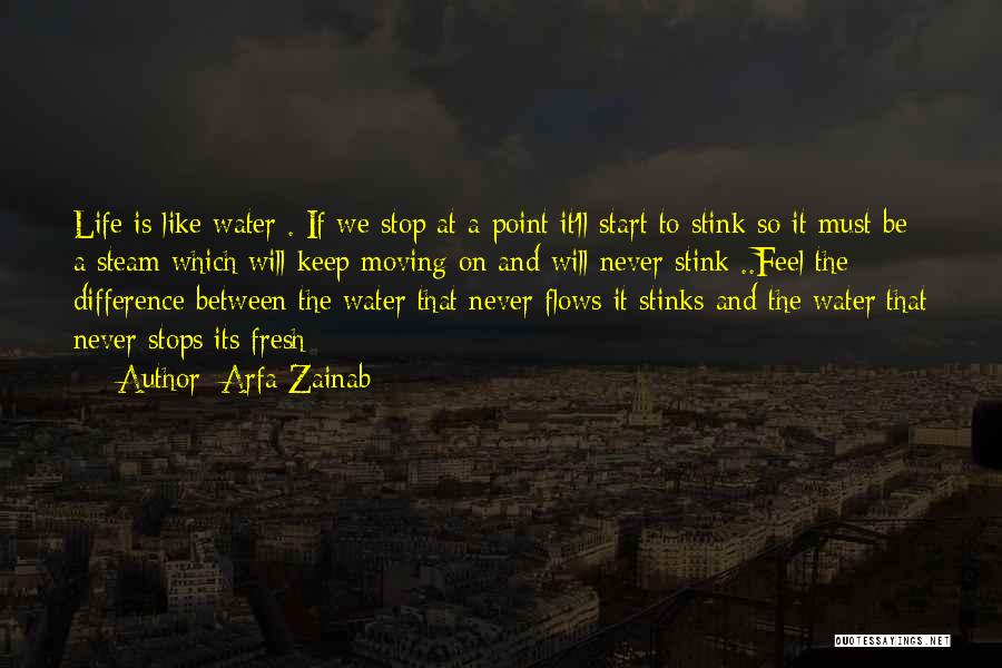 Arfa Zainab Quotes: Life Is Like Water . If We Stop At A Point It'll Start To Stink So It Must Be A