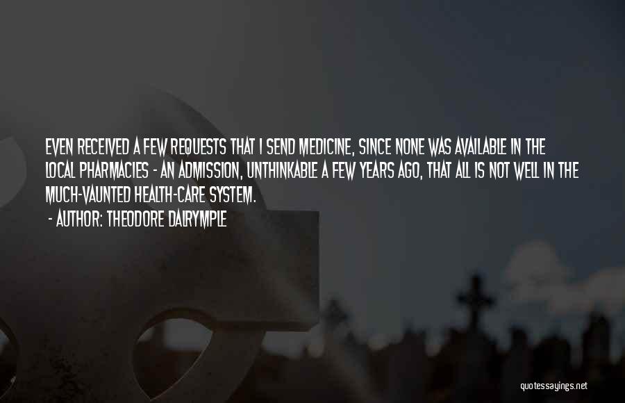 Theodore Dalrymple Quotes: Even Received A Few Requests That I Send Medicine, Since None Was Available In The Local Pharmacies - An Admission,