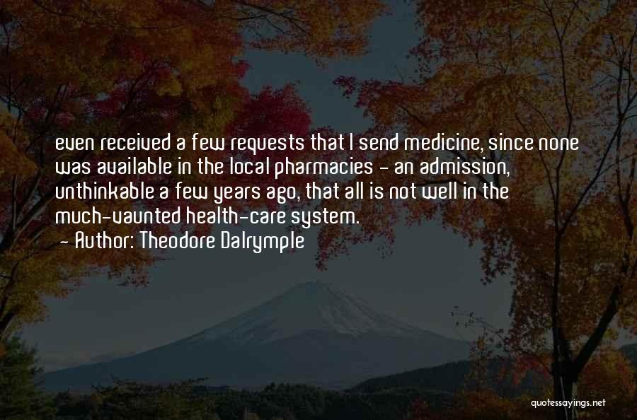 Theodore Dalrymple Quotes: Even Received A Few Requests That I Send Medicine, Since None Was Available In The Local Pharmacies - An Admission,