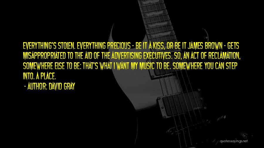 David Gray Quotes: Everything's Stolen. Everything Precious - Be It A Kiss, Or Be It James Brown - Gets Misappropriated To The Aid