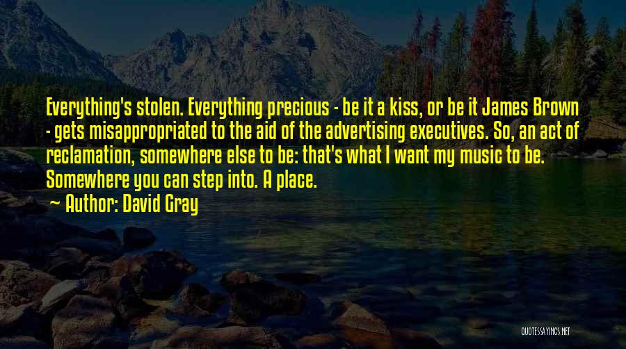 David Gray Quotes: Everything's Stolen. Everything Precious - Be It A Kiss, Or Be It James Brown - Gets Misappropriated To The Aid