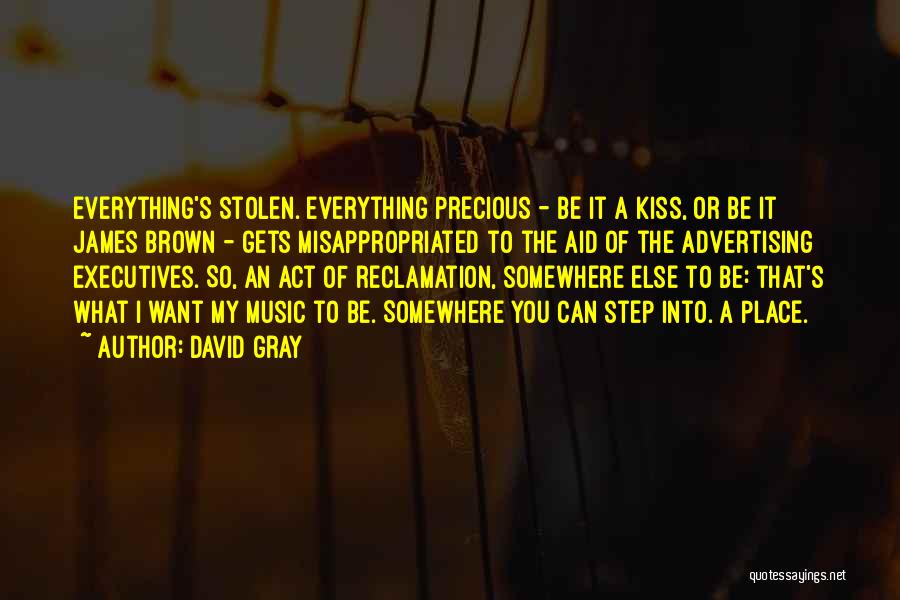 David Gray Quotes: Everything's Stolen. Everything Precious - Be It A Kiss, Or Be It James Brown - Gets Misappropriated To The Aid
