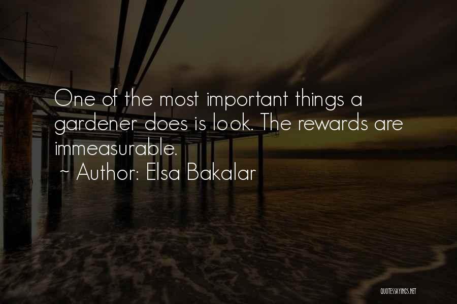Elsa Bakalar Quotes: One Of The Most Important Things A Gardener Does Is Look. The Rewards Are Immeasurable.