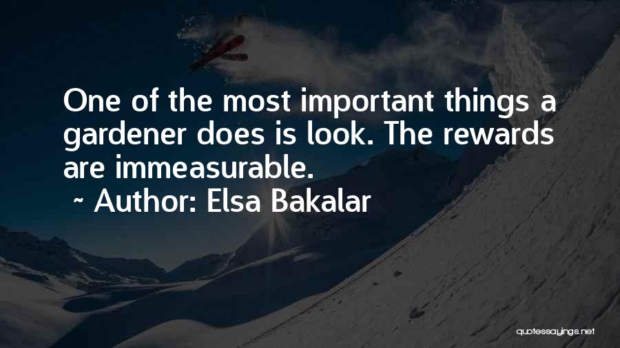 Elsa Bakalar Quotes: One Of The Most Important Things A Gardener Does Is Look. The Rewards Are Immeasurable.