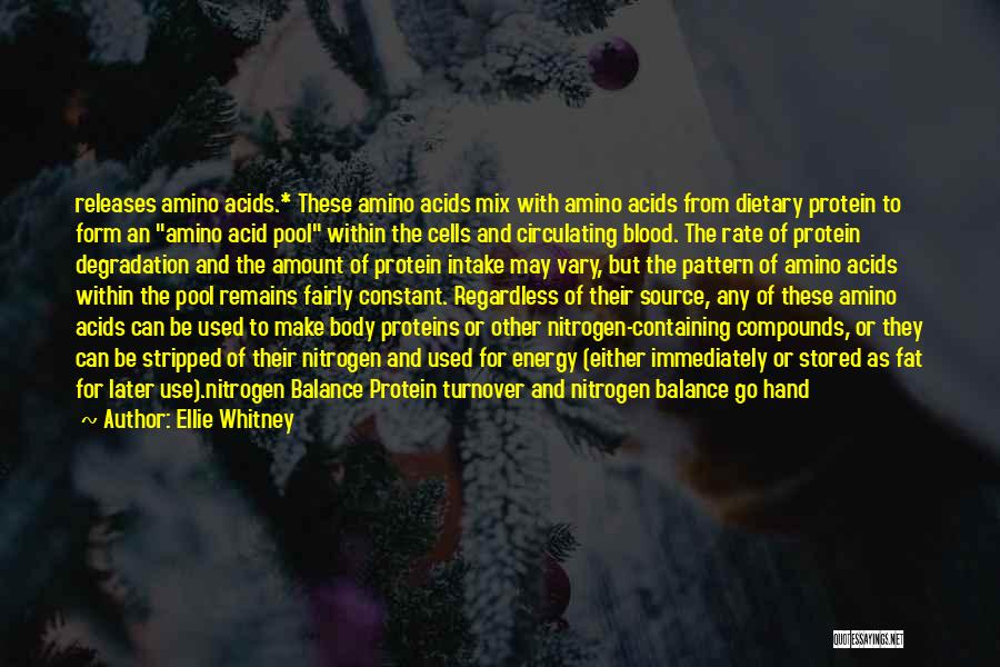 Ellie Whitney Quotes: Releases Amino Acids.* These Amino Acids Mix With Amino Acids From Dietary Protein To Form An Amino Acid Pool Within