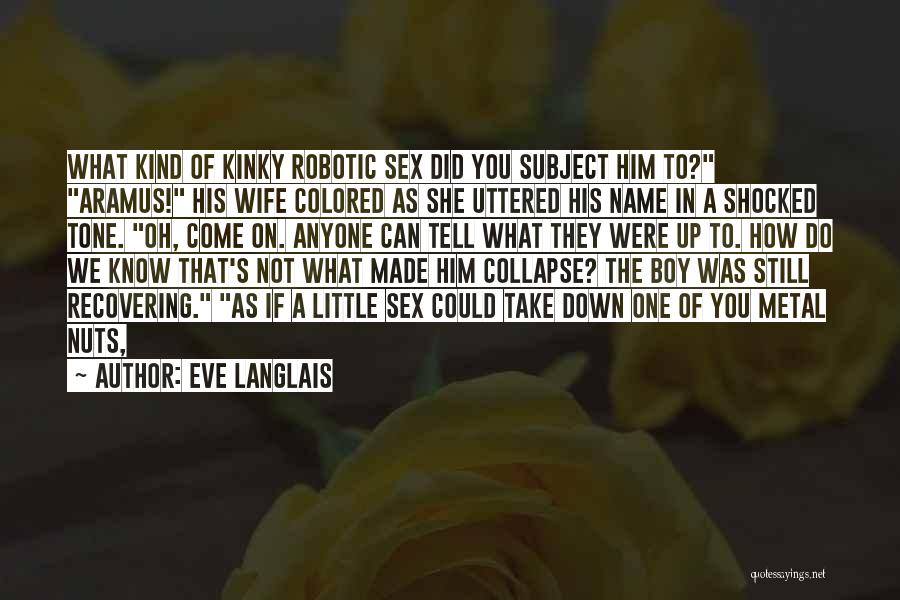 Eve Langlais Quotes: What Kind Of Kinky Robotic Sex Did You Subject Him To? Aramus! His Wife Colored As She Uttered His Name