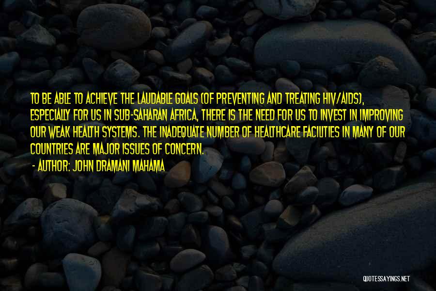 John Dramani Mahama Quotes: To Be Able To Achieve The Laudable Goals (of Preventing And Treating Hiv/aids), Especially For Us In Sub-saharan Africa, There