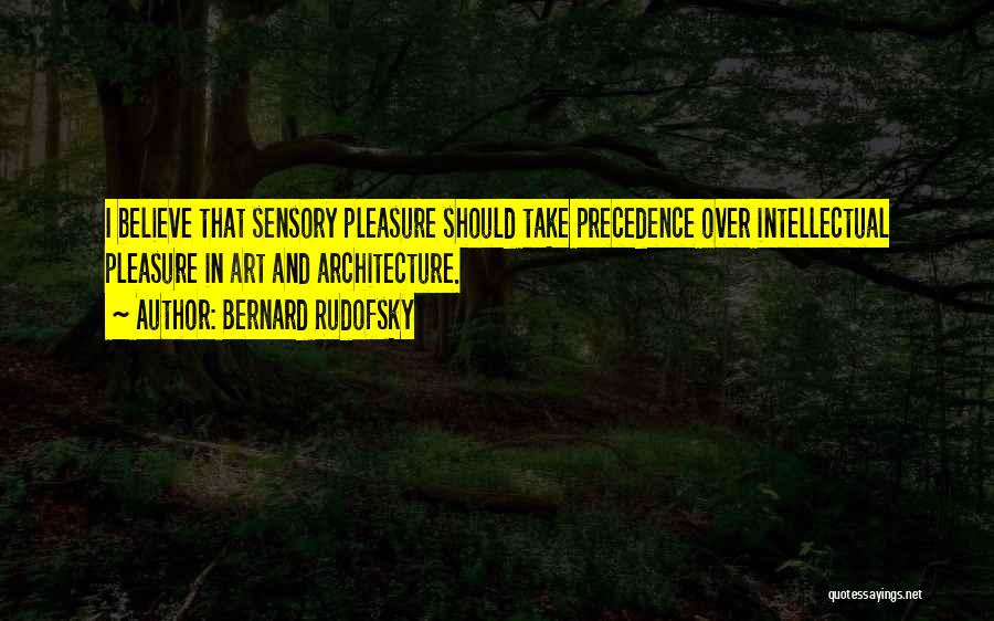 Bernard Rudofsky Quotes: I Believe That Sensory Pleasure Should Take Precedence Over Intellectual Pleasure In Art And Architecture.