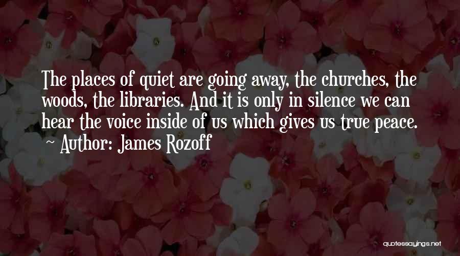 James Rozoff Quotes: The Places Of Quiet Are Going Away, The Churches, The Woods, The Libraries. And It Is Only In Silence We