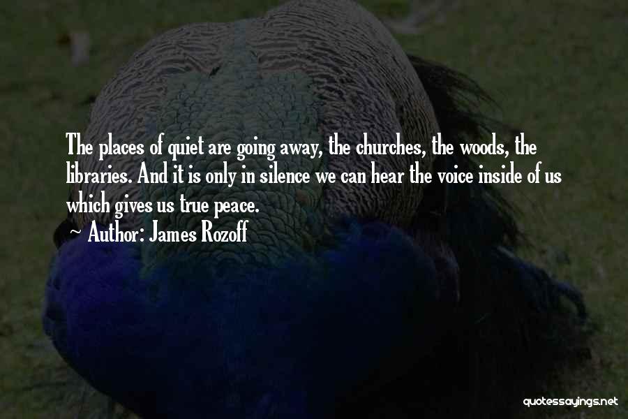 James Rozoff Quotes: The Places Of Quiet Are Going Away, The Churches, The Woods, The Libraries. And It Is Only In Silence We