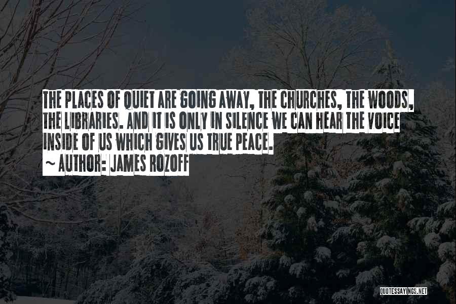 James Rozoff Quotes: The Places Of Quiet Are Going Away, The Churches, The Woods, The Libraries. And It Is Only In Silence We