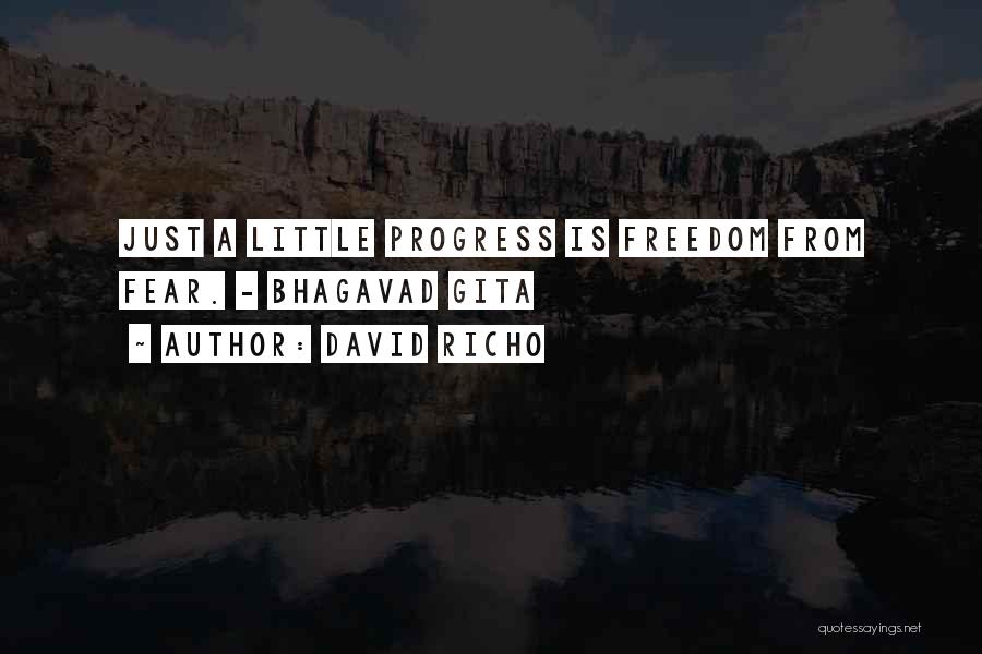 David Richo Quotes: Just A Little Progress Is Freedom From Fear. - Bhagavad Gita