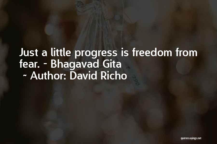 David Richo Quotes: Just A Little Progress Is Freedom From Fear. - Bhagavad Gita