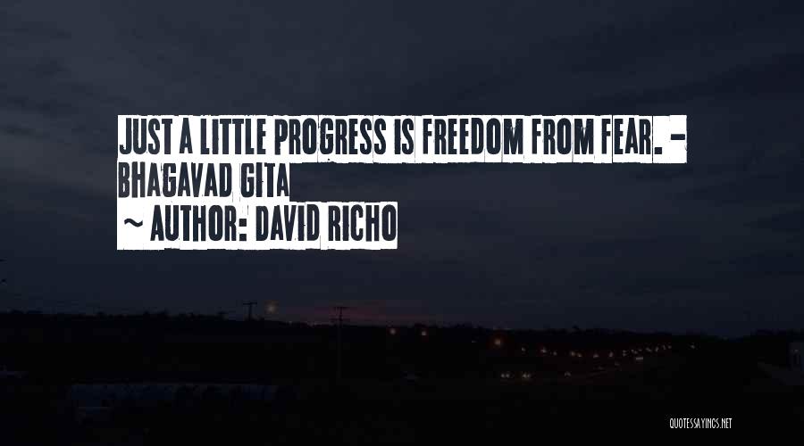 David Richo Quotes: Just A Little Progress Is Freedom From Fear. - Bhagavad Gita