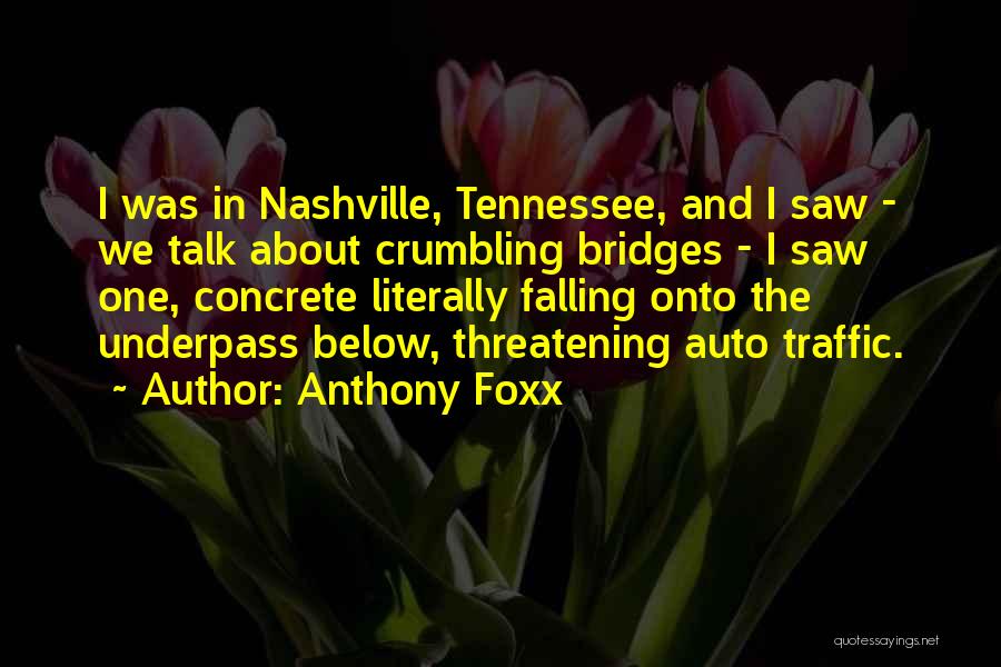 Anthony Foxx Quotes: I Was In Nashville, Tennessee, And I Saw - We Talk About Crumbling Bridges - I Saw One, Concrete Literally