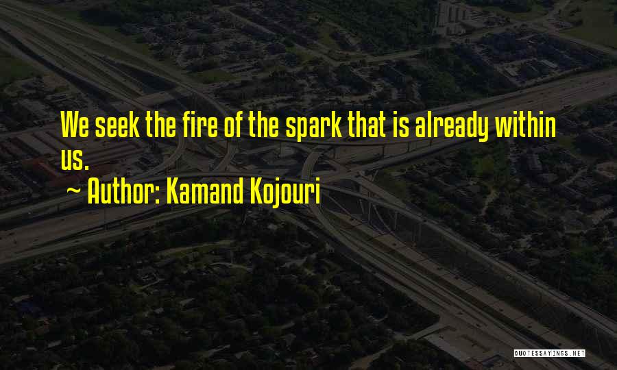 Kamand Kojouri Quotes: We Seek The Fire Of The Spark That Is Already Within Us.