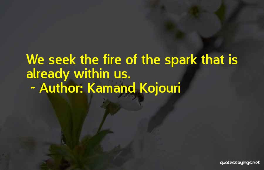 Kamand Kojouri Quotes: We Seek The Fire Of The Spark That Is Already Within Us.