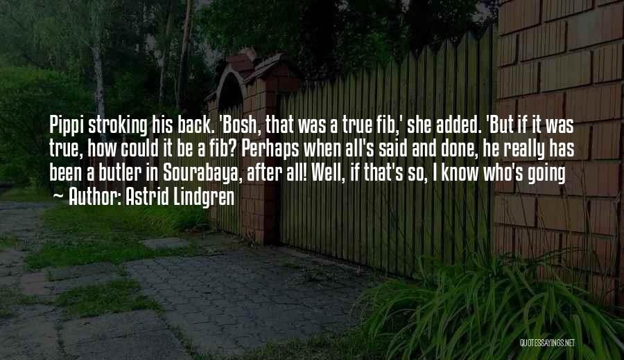 Astrid Lindgren Quotes: Pippi Stroking His Back. 'bosh, That Was A True Fib,' She Added. 'but If It Was True, How Could It