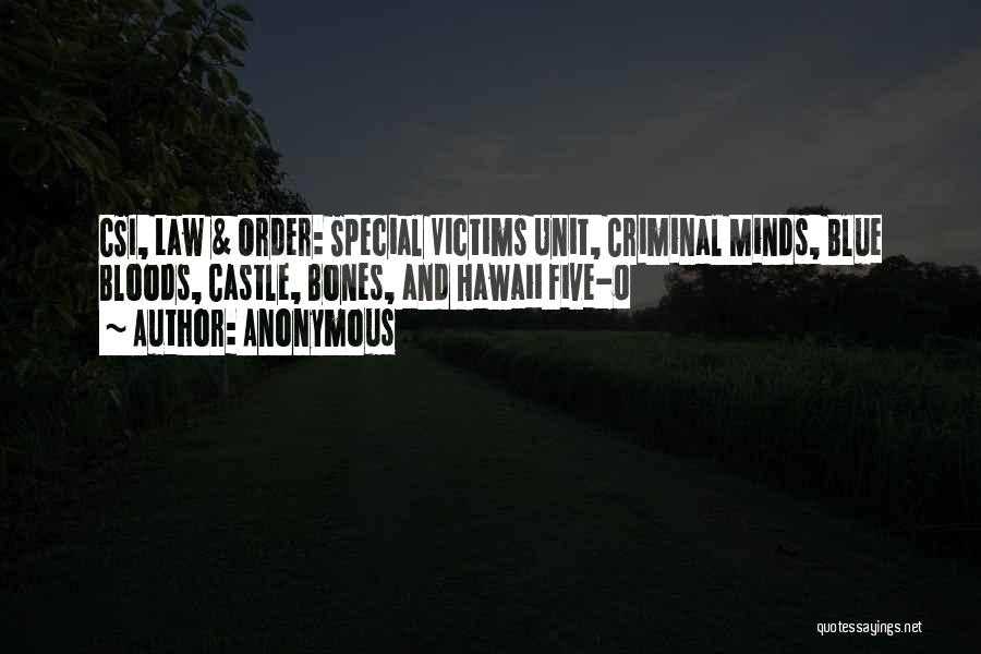 Anonymous Quotes: Csi, Law & Order: Special Victims Unit, Criminal Minds, Blue Bloods, Castle, Bones, And Hawaii Five-0