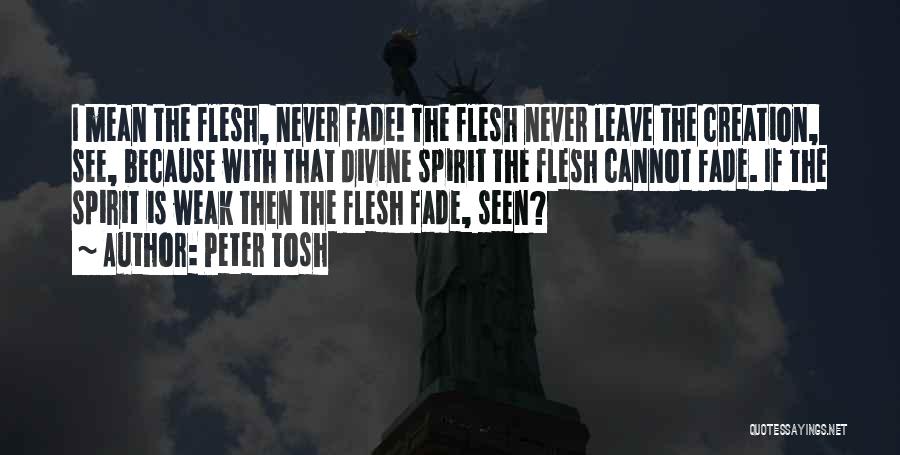 Peter Tosh Quotes: I Mean The Flesh, Never Fade! The Flesh Never Leave The Creation, See, Because With That Divine Spirit The Flesh