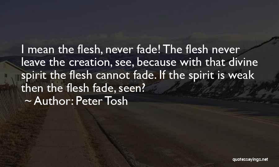 Peter Tosh Quotes: I Mean The Flesh, Never Fade! The Flesh Never Leave The Creation, See, Because With That Divine Spirit The Flesh