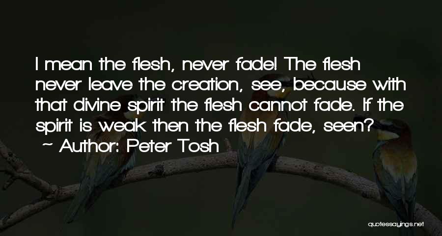 Peter Tosh Quotes: I Mean The Flesh, Never Fade! The Flesh Never Leave The Creation, See, Because With That Divine Spirit The Flesh