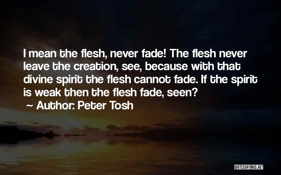 Peter Tosh Quotes: I Mean The Flesh, Never Fade! The Flesh Never Leave The Creation, See, Because With That Divine Spirit The Flesh