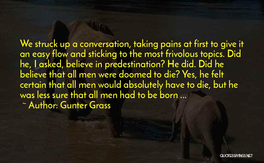 Gunter Grass Quotes: We Struck Up A Conversation, Taking Pains At First To Give It An Easy Flow And Sticking To The Most