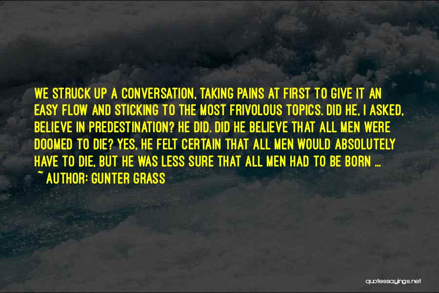 Gunter Grass Quotes: We Struck Up A Conversation, Taking Pains At First To Give It An Easy Flow And Sticking To The Most