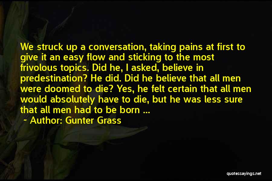 Gunter Grass Quotes: We Struck Up A Conversation, Taking Pains At First To Give It An Easy Flow And Sticking To The Most