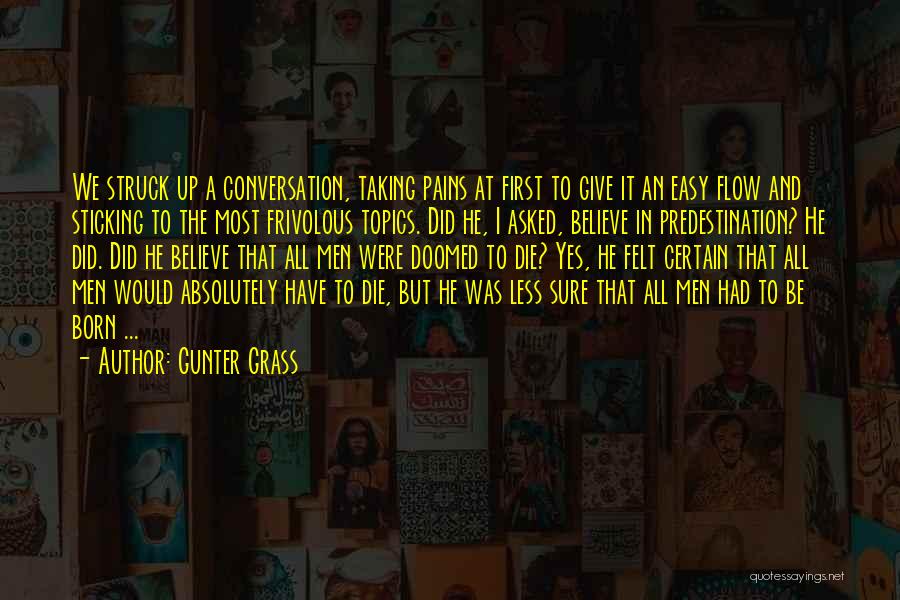 Gunter Grass Quotes: We Struck Up A Conversation, Taking Pains At First To Give It An Easy Flow And Sticking To The Most