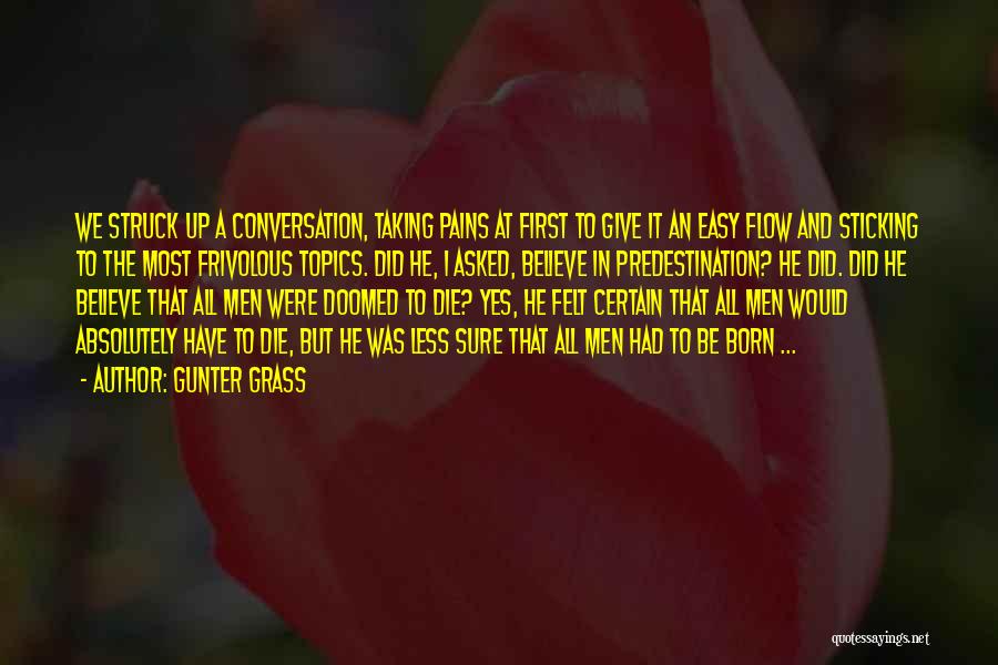 Gunter Grass Quotes: We Struck Up A Conversation, Taking Pains At First To Give It An Easy Flow And Sticking To The Most