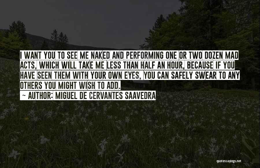 Miguel De Cervantes Saavedra Quotes: I Want You To See Me Naked And Performing One Or Two Dozen Mad Acts, Which Will Take Me Less