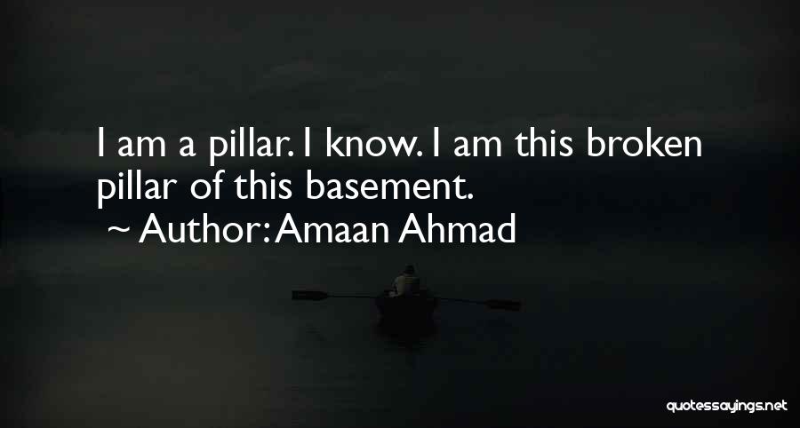 Amaan Ahmad Quotes: I Am A Pillar. I Know. I Am This Broken Pillar Of This Basement.