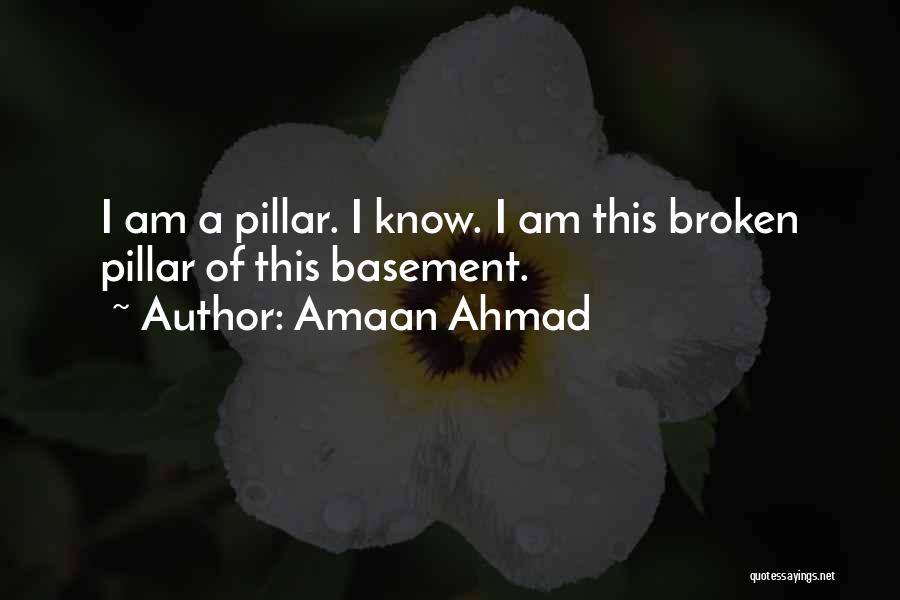 Amaan Ahmad Quotes: I Am A Pillar. I Know. I Am This Broken Pillar Of This Basement.