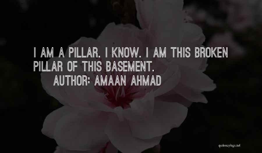 Amaan Ahmad Quotes: I Am A Pillar. I Know. I Am This Broken Pillar Of This Basement.