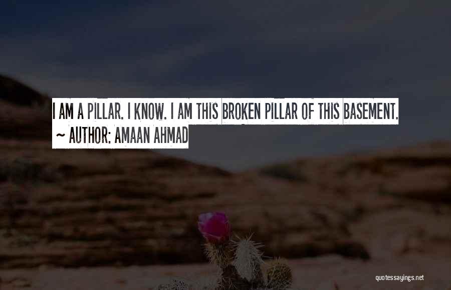 Amaan Ahmad Quotes: I Am A Pillar. I Know. I Am This Broken Pillar Of This Basement.