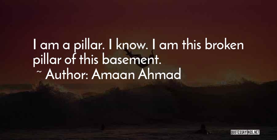 Amaan Ahmad Quotes: I Am A Pillar. I Know. I Am This Broken Pillar Of This Basement.