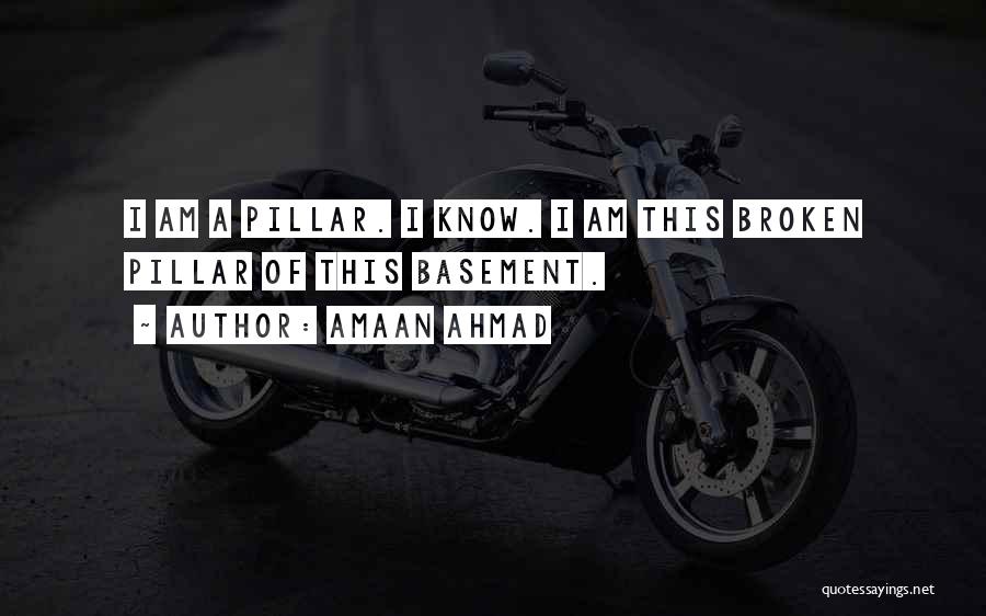 Amaan Ahmad Quotes: I Am A Pillar. I Know. I Am This Broken Pillar Of This Basement.