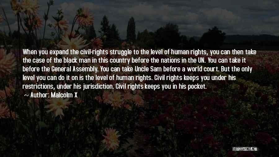 Malcolm X Quotes: When You Expand The Civil-rights Struggle To The Level Of Human Rights, You Can Then Take The Case Of The