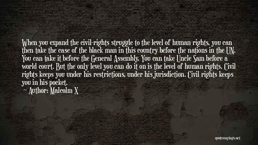 Malcolm X Quotes: When You Expand The Civil-rights Struggle To The Level Of Human Rights, You Can Then Take The Case Of The