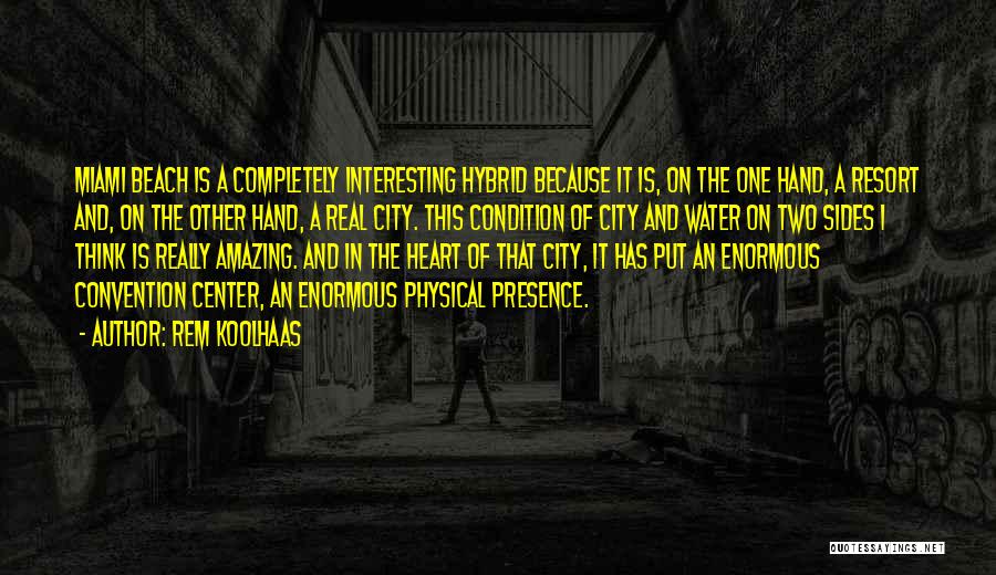 Rem Koolhaas Quotes: Miami Beach Is A Completely Interesting Hybrid Because It Is, On The One Hand, A Resort And, On The Other