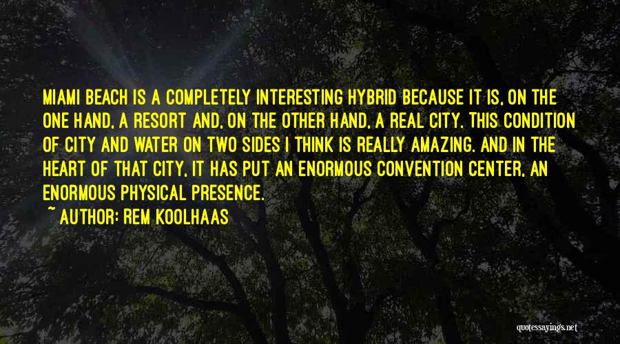 Rem Koolhaas Quotes: Miami Beach Is A Completely Interesting Hybrid Because It Is, On The One Hand, A Resort And, On The Other