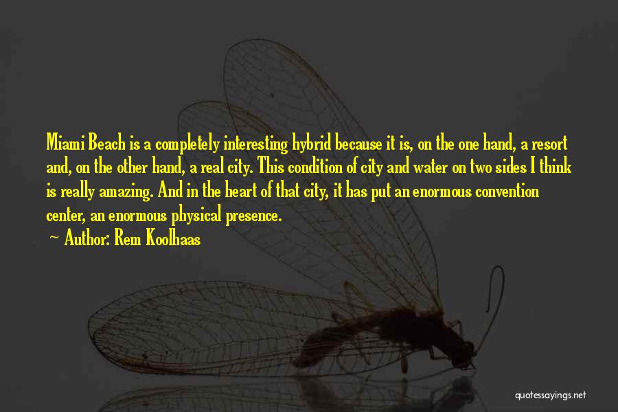 Rem Koolhaas Quotes: Miami Beach Is A Completely Interesting Hybrid Because It Is, On The One Hand, A Resort And, On The Other