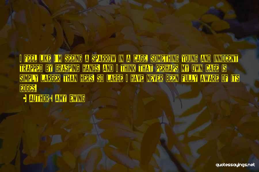 Amy Ewing Quotes: I Feel Like I'm Seeing A Sparrow In A Cage, Something Young And Innocent Trapped By Grasping Hands. And I